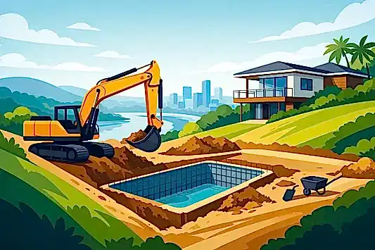 Pool Excavation on Brisbane Sloping Blocks